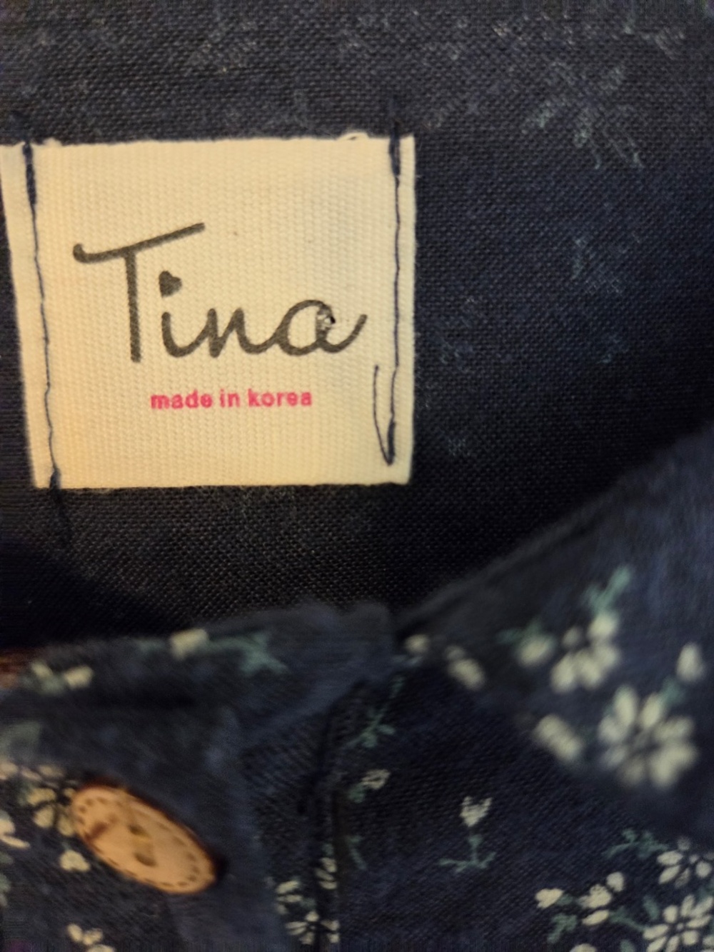 Navy/white floral dress S/M Peter Pan collar button down bodice cottage core - Picture 3 of 10